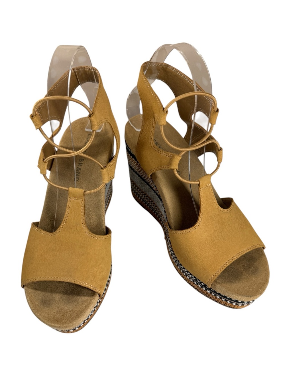 Lucky Brand Yejida 3 Leather Lace Up Platform Wedge Sandals Women's 7.5 - Picture 3 of 14